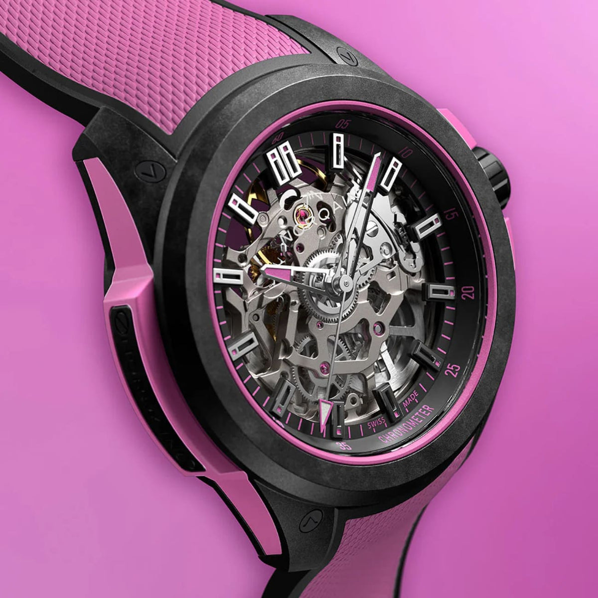 NORQAIN New Watches - INDEPENDENCE WILD ONE SKELETON - 39MM HYPER PINK | Manfredi Jewels