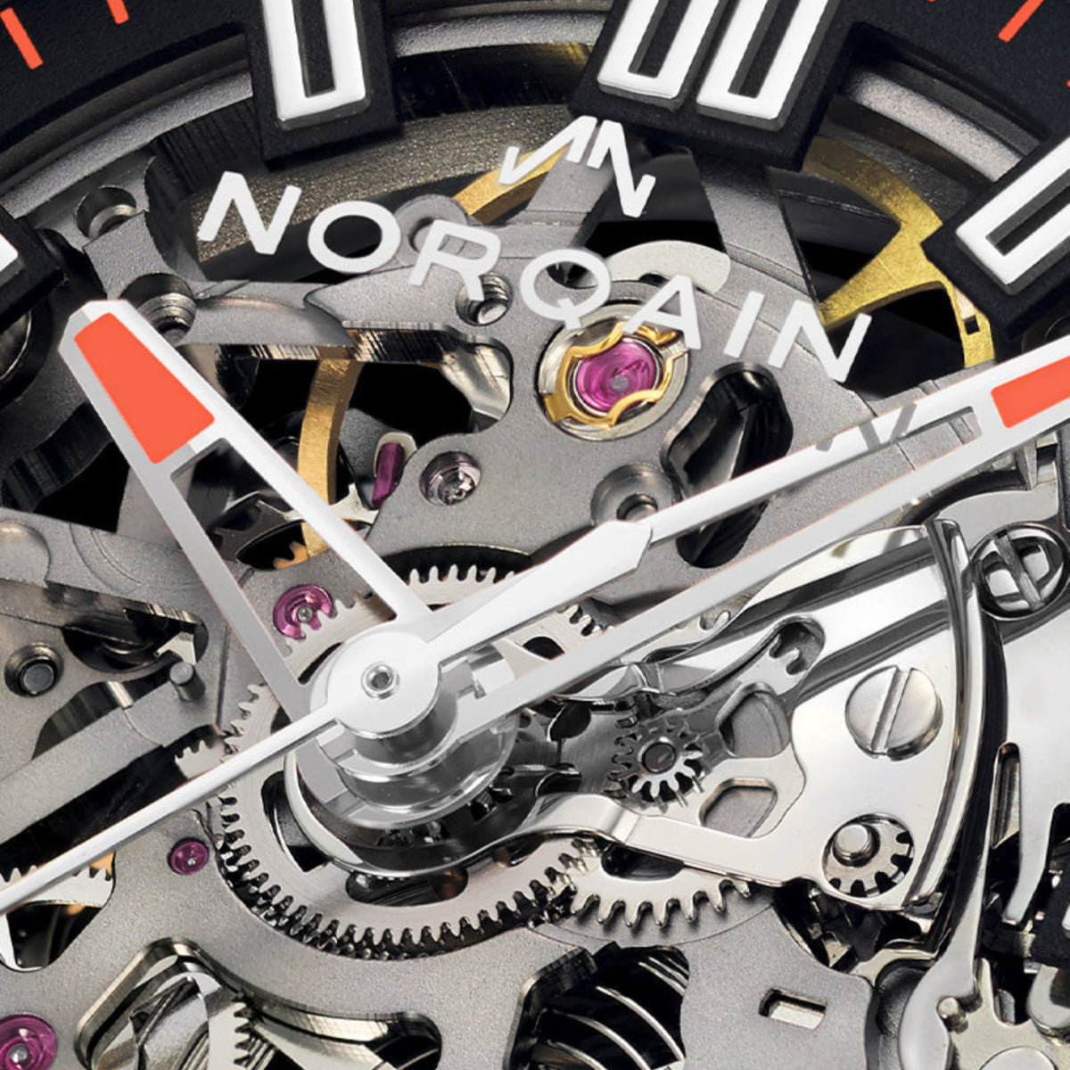 NORQAIN New Watches - INDEPENDENCE WILD ONE SKELETON - CORAL RED | Manfredi Jewels