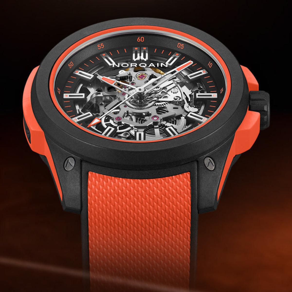 NORQAIN New Watches - INDEPENDENCE WILD ONE SKELETON - CORAL RED | Manfredi Jewels