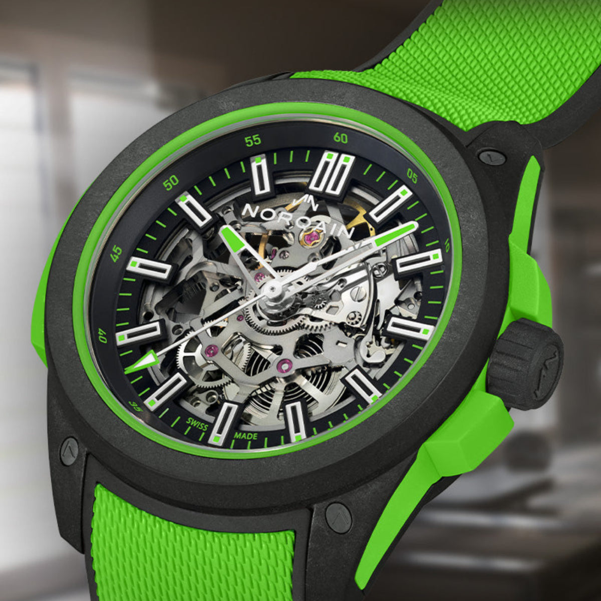 NORQAIN New Watches - INDEPENDENCE WILD ONE SKELETON - GECKO GREEN | Manfredi Jewels
