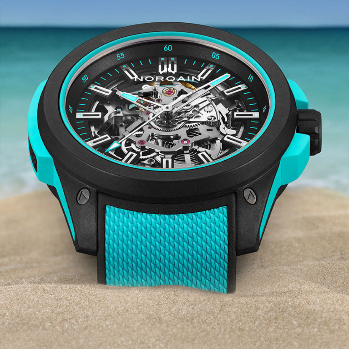 NORQAIN New Watches - INDEPENDENCE WILD ONE SKELETON - TURQUOISE | Manfredi Jewels