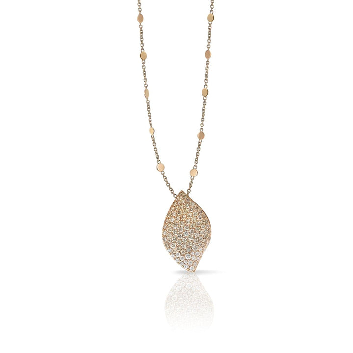 Pasquale Bruni Jewelry - Aleluiá 18k Rose Gold Pavé White Champagne Diamond Leaf Necklace | Manfredi Jewels
