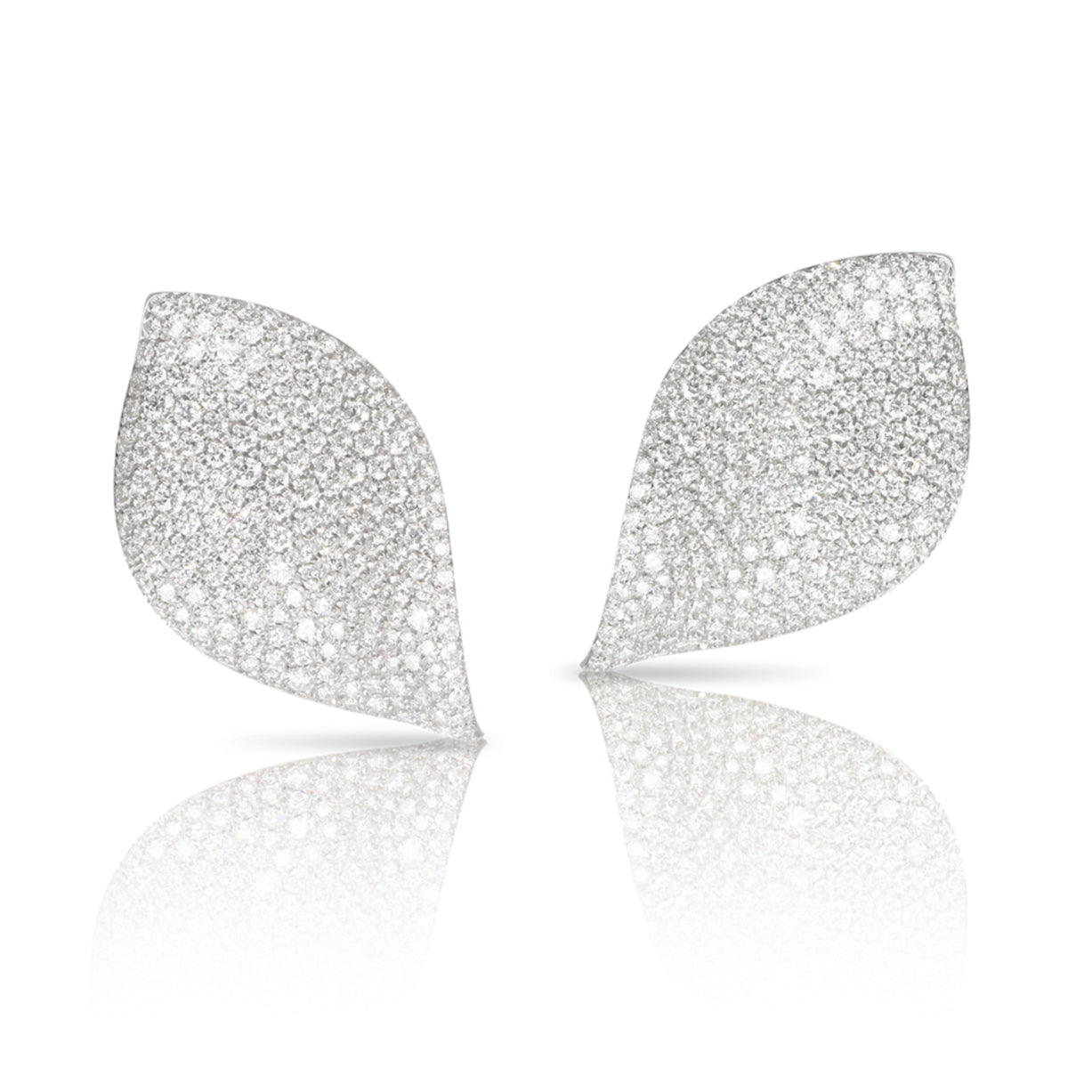 Pasquale Bruni Jewelry - Aleluiá 18K White Gold Pavé Diamond Large Peatal XL Earrings | Manfredi Jewels