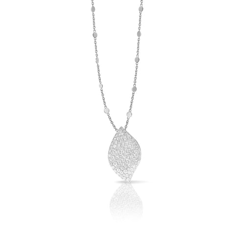 Aleluia 18k White Gold Pavé Diamond Leaf Necklace