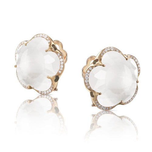 Pasquale Bruni Jewelry - Bon Ton 18K Rose Gold Milky Quartz Diamond Earrings | Manfredi Jewels