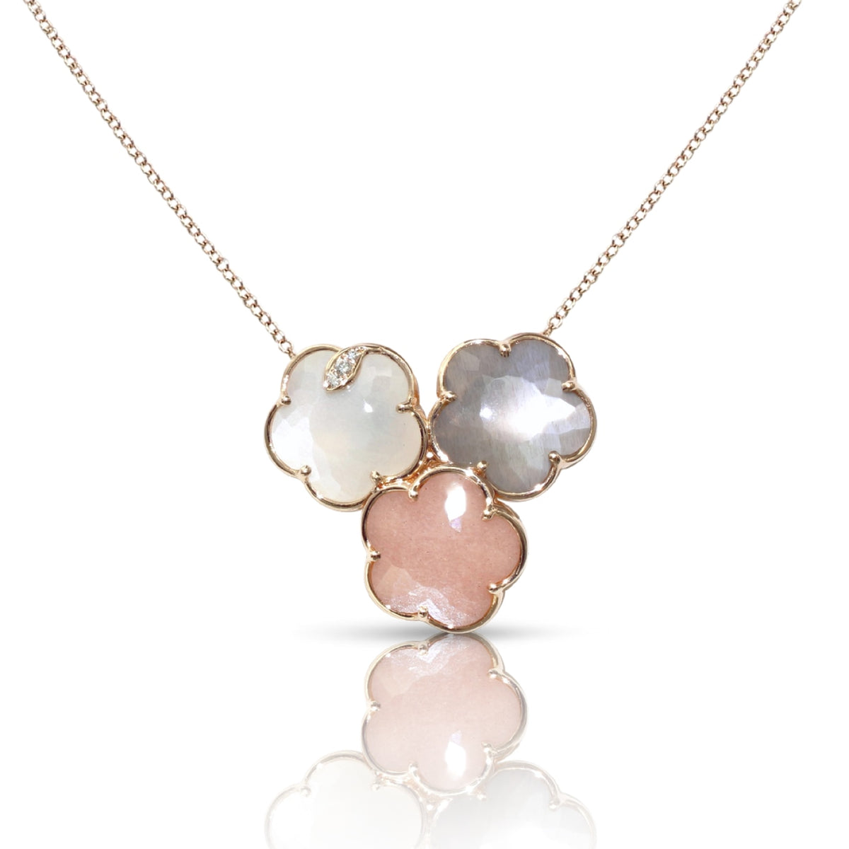 Pasquale Bruni Jewelry - Bouquet Lunaire 18K Rose Gold Grey White & Pink Moonstone Diamond Necklace | Manfredi Jewels