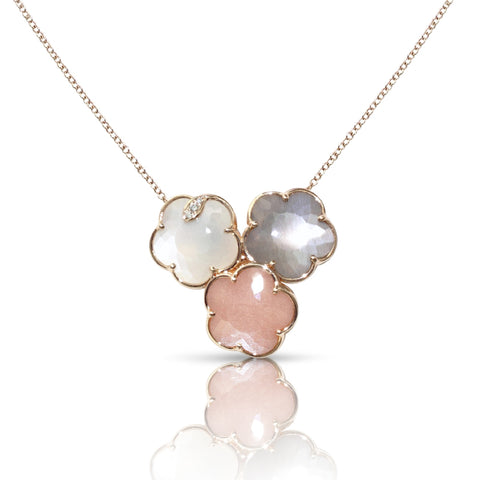 Bouquet Lunaire 18K Rose Gold Moonstone Diamond Necklace