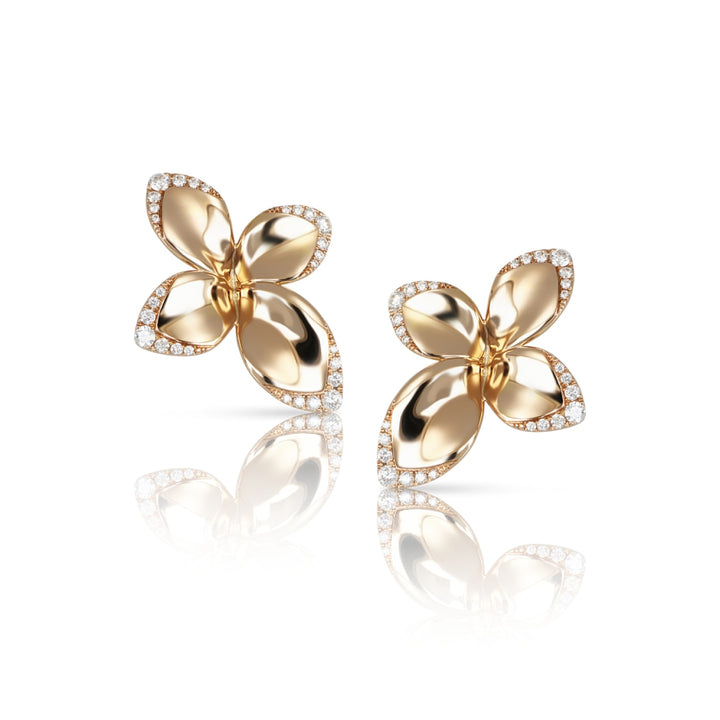 Pasquale Bruni Jewelry - Giardini Segreti 18K Rose Gold Diamond Small Flower Earrings | Manfredi Jewels