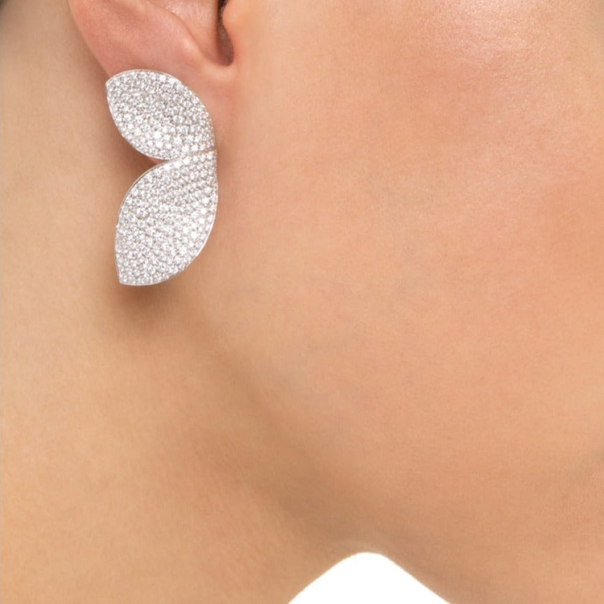 Pasquale Bruni Jewelry - Giardini Segreti 18K Rose & White Gold Pavé White and Champagne Diamond Earrings | Manfredi Jewels