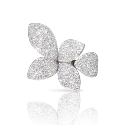 Pasquale Bruni Jewelry - Giardini Segreti 18K White Gold Five Leaves Pavè Diamond Ring | Manfredi Jewels