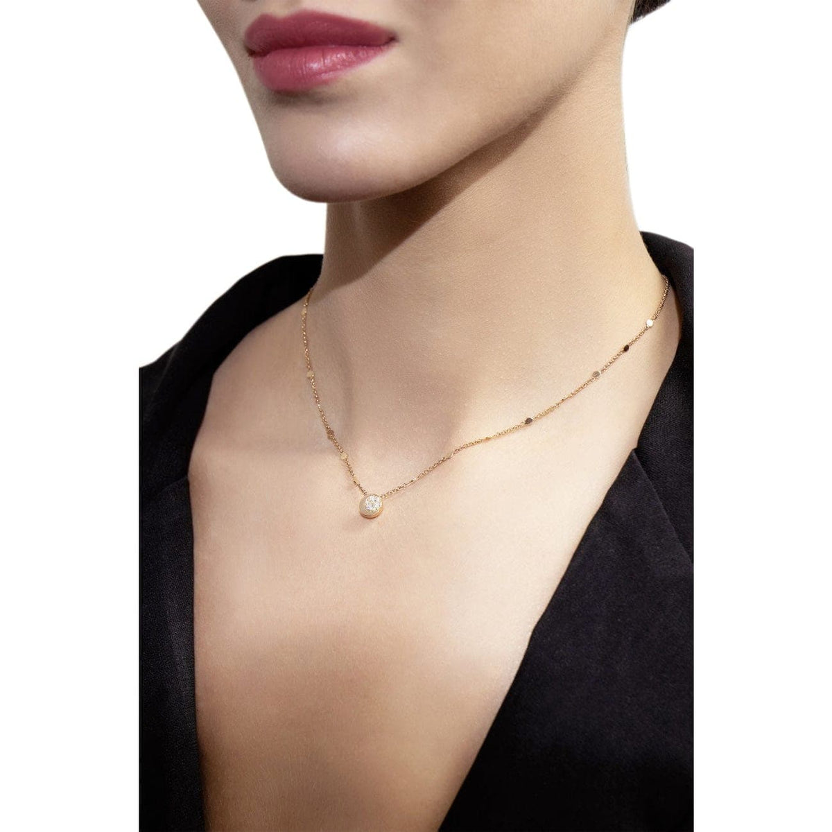 Pasquale Bruni Jewelry - Luce 18K Rose Gold Diamond Moon Station Necklace | Manfredi Jewels