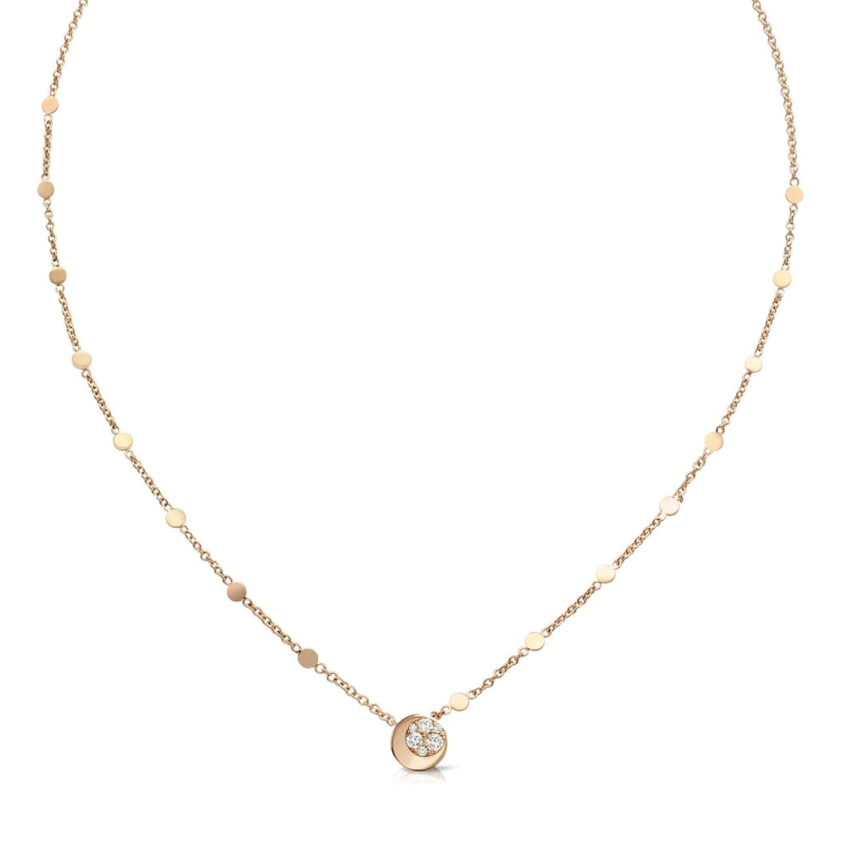 Pasquale Bruni Jewelry - Luce 18K Rose Gold Diamond Moon Station Necklace | Manfredi Jewels