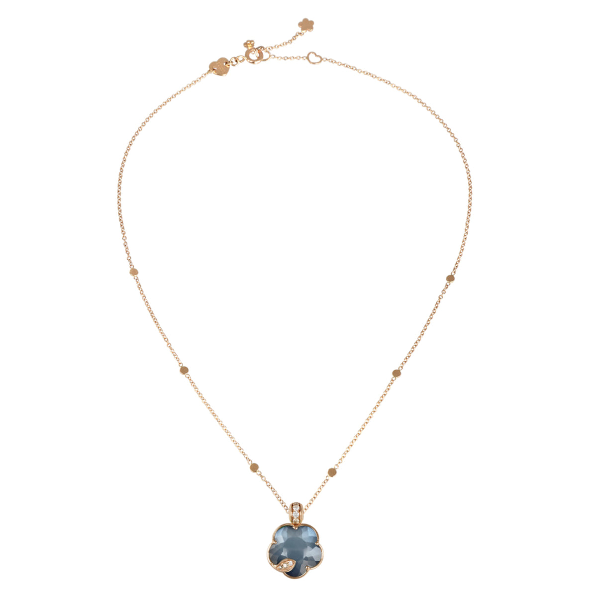 Pasquale Bruni Jewelry - Petit Joli 18K Rose Gold Lunar Night Blue Onyx Moonstone & Diamond Flower Necklace | Manfredi Jewels
