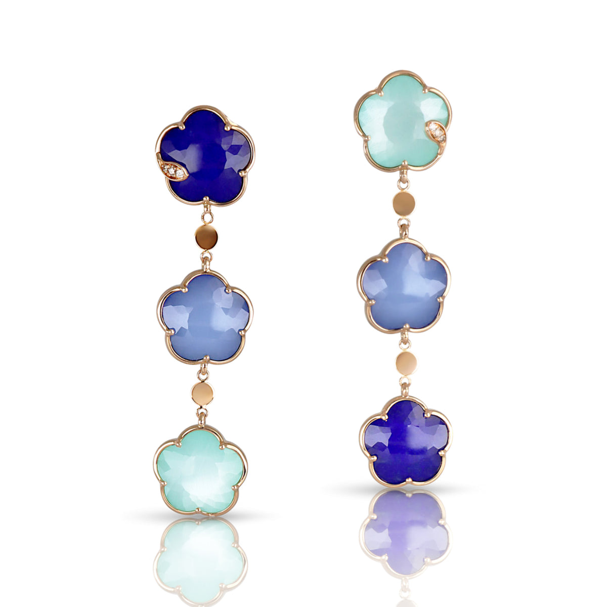 Pasquale Bruni Jewelry - Petit Joli 18K Rose Gold The Blue Lapis & White Agate Diamond Drop Earrings | Manfredi Jewels