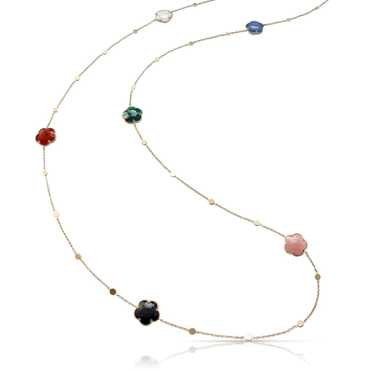 Pasquale Bruni Jewelry - Petit Joli 18K Rose Gold Bouquet Sautoir Mixed Gems & Diamond Necklace | Manfredi Jewels