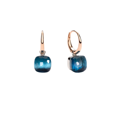 Nudo 18K Rose and White Gold London Blue Topaz Petit Earrings