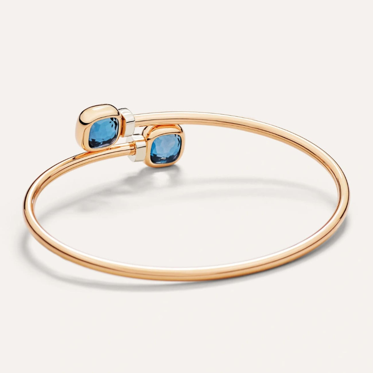 Pomellato Jewelry - Nudo 18K Rose Gold Diamond & London Blue Topaz Mini Bangle | Manfredi Jewels