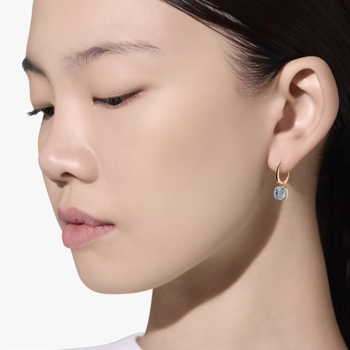 Pomellato Jewelry - Nudo 18K Rose Sky Blue Topaz Mini Earrings | Manfredi Jewels