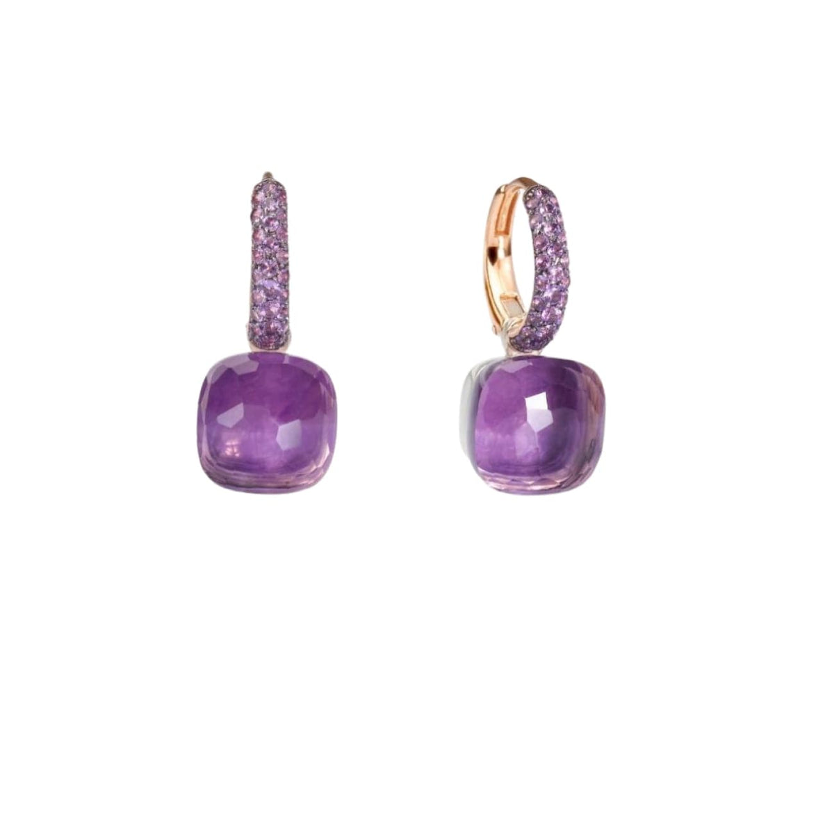Pomellato Jewelry - Nudo Classic 18K Rose Gold Jade & Amethyst Earrings | Manfredi Jewels