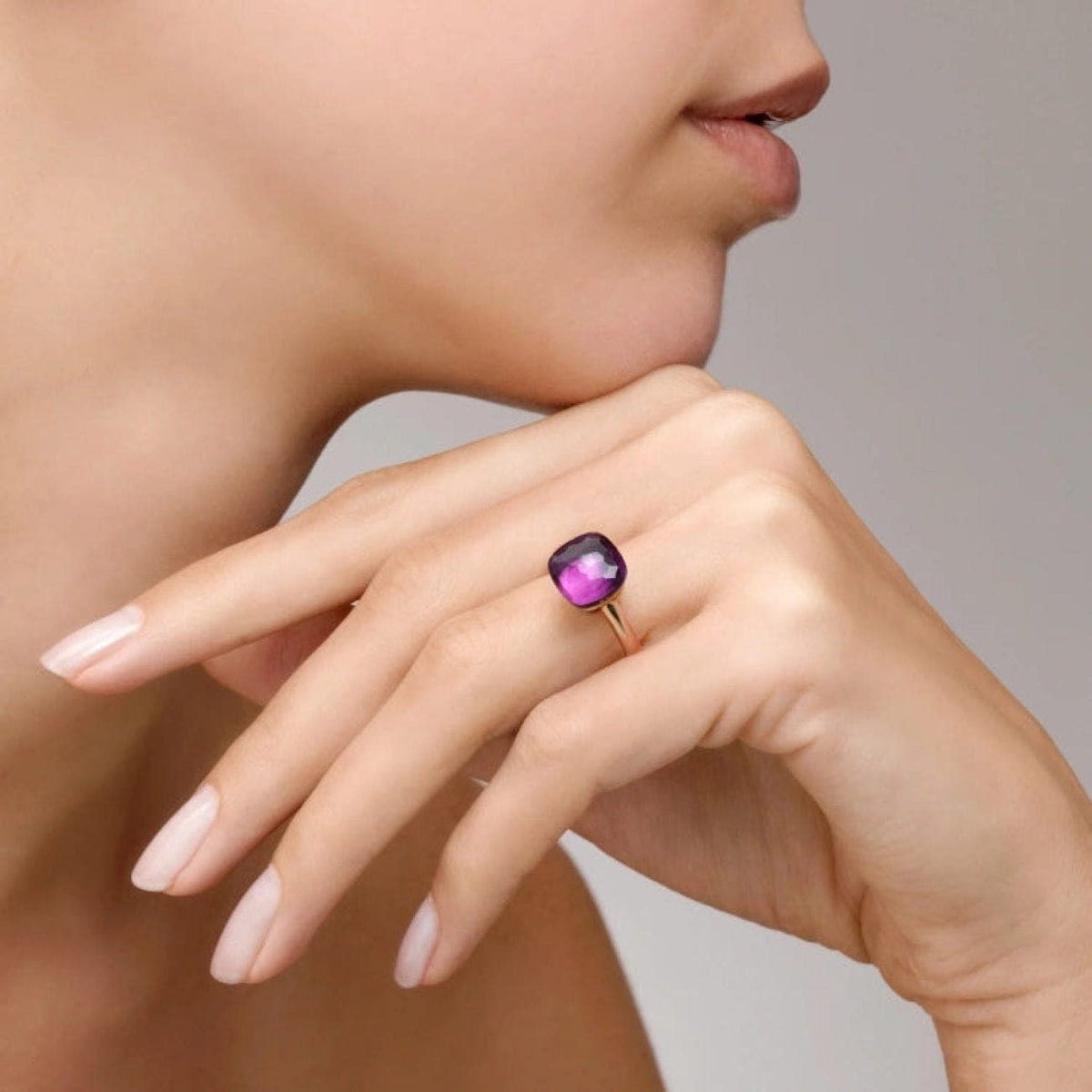 Pomellato Jewelry - Nudo 18K Rose Gold Amethyst Classic Ring | Manfredi Jewels