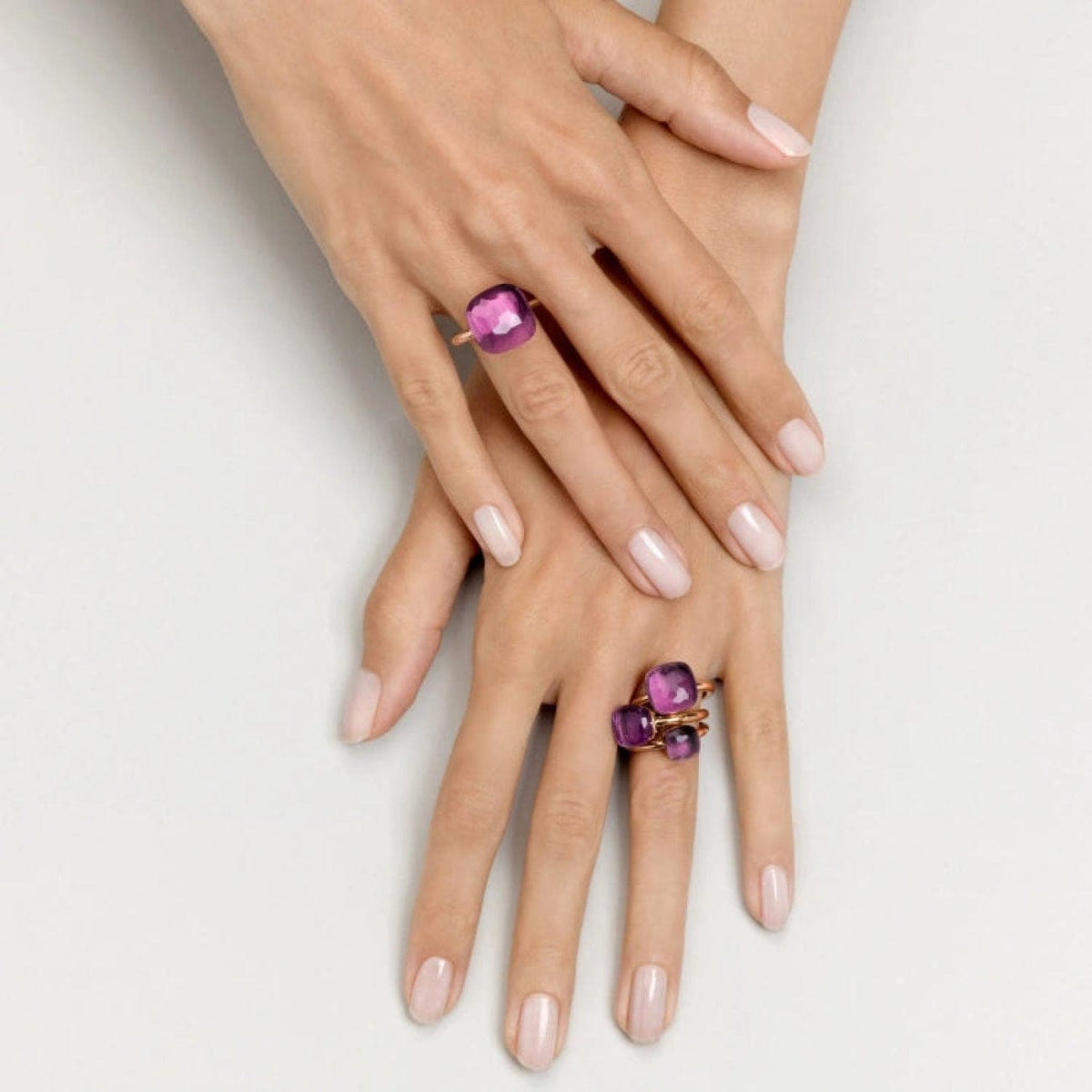 Pomellato Jewelry - Nudo 18K Rose Gold Amethyst Classic Ring | Manfredi Jewels