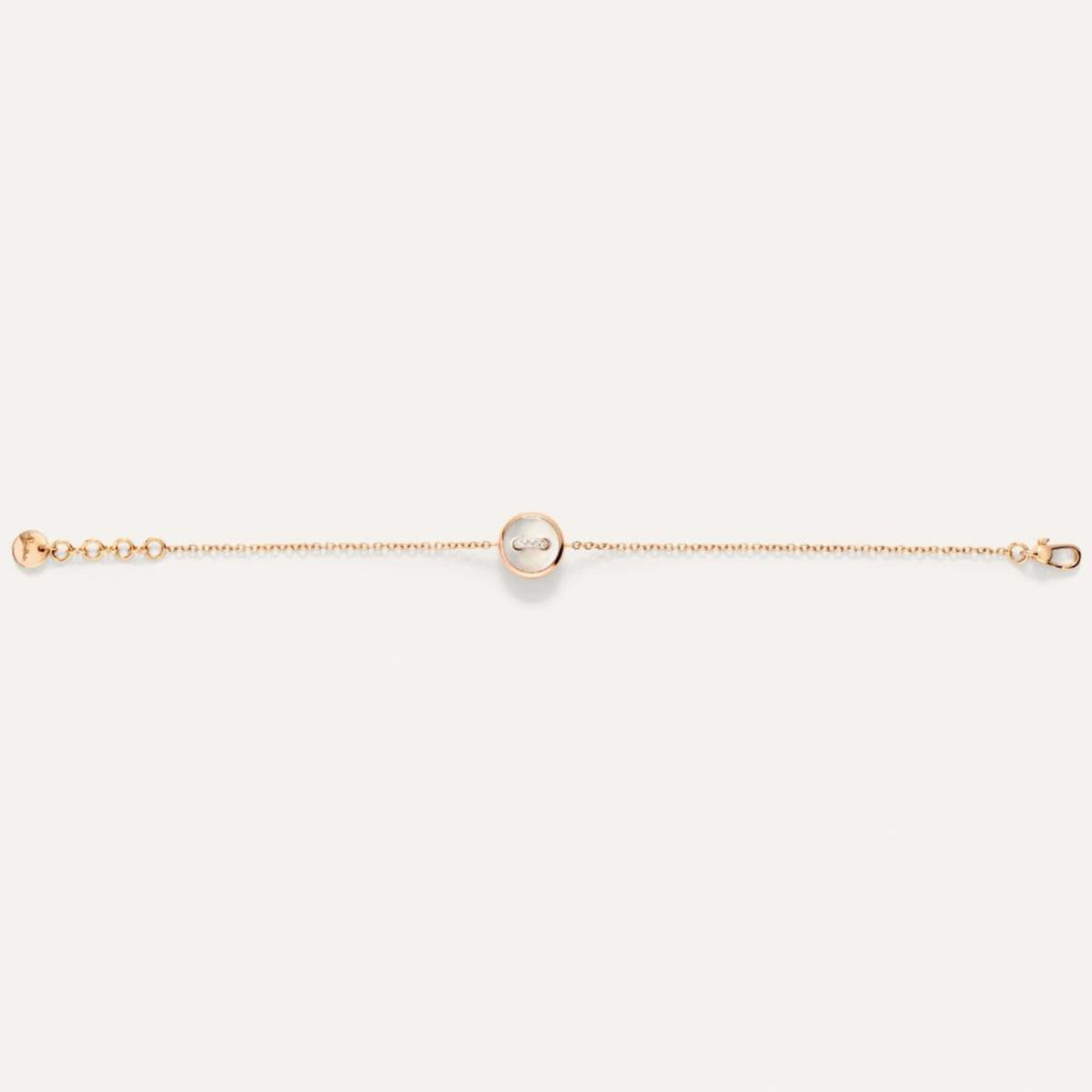 Pomellato Jewelry - Pom Pom Dot 18K Rose Gold White & Grey Mother of Pearl Two-Sided Button Diamond Bracelet | Manfredi Jewels