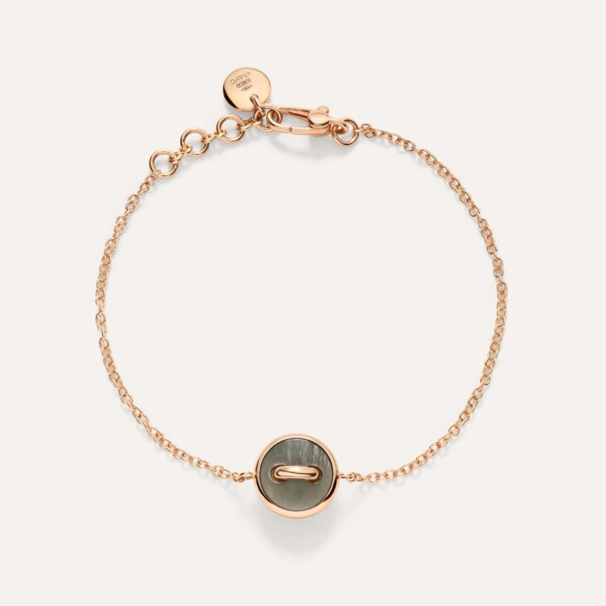 Pomellato Jewelry - Pom Pom Dot 18K Rose Gold White & Grey Mother of Pearl Two-Sided Button Diamond Bracelet | Manfredi Jewels