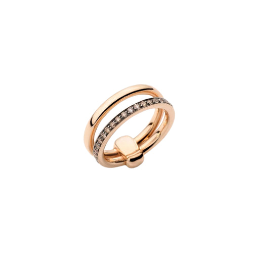 Pomellato Jewelry - Together 18K Rose Gold Brown Diamond Double Band Ring | Manfredi Jewels