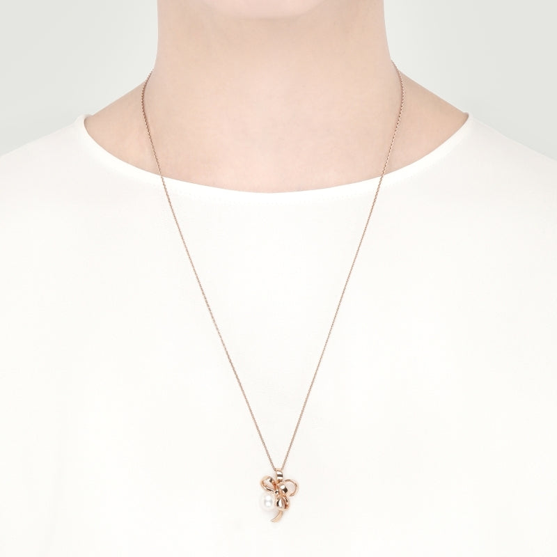 Mikimoto Jewelry - Jeux De Rubans 18K Pink Gold Akoya Cultured Pearl Pendant Necklace | Manfredi Jewels