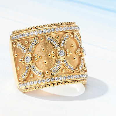 Doves Jewelry - Byzantine 18K Yellow Gold Diamond RIng | Manfredi Jewels