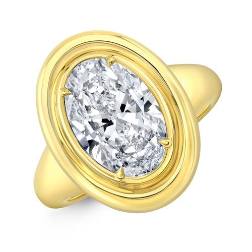 Rahaminov Diamonds Engagement - Oval Cut 2.01 ct 18K Yellow Gold Twin Bezel Movál®️ Diamond Ring | Manfredi Jewels