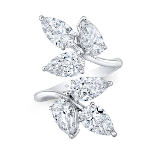 Rahaminov Diamonds Engagement - Pear Cut 6.03 ct 18K White Gold Six Leaf Diamond Branch Ring | Manfredi Jewels
