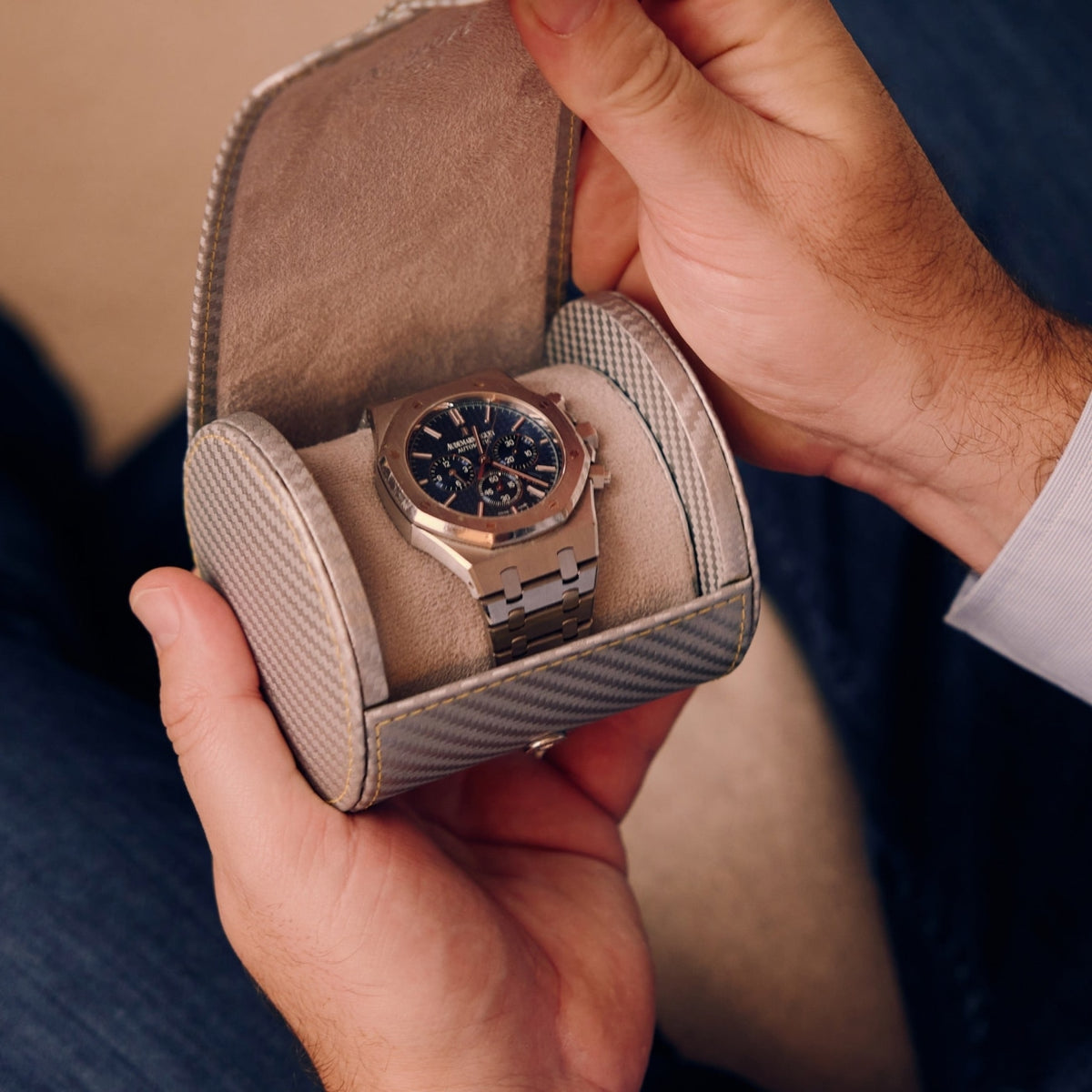 Rapport London Watch Box - Carbon Single Watch Roll | Manfredi Jewels