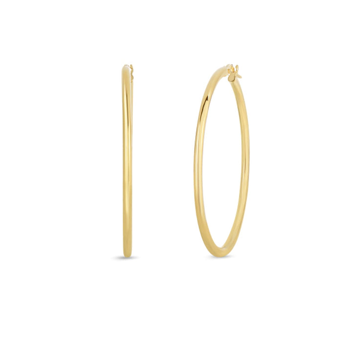 Roberto Coin Jewelry - 18K Yellow Gold Designer Gold The Perfect Hoop® Large Earrings | Manfredi Jewels