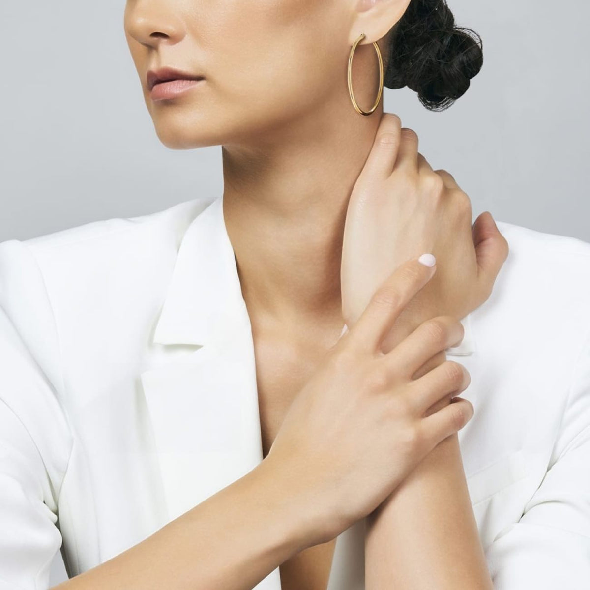 Roberto Coin Jewelry - 18K Yellow Gold Designer Gold The Perfect Hoop® Large Earrings | Manfredi Jewels
