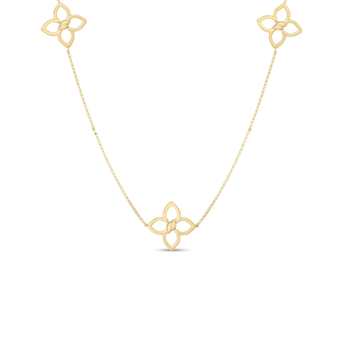 Roberto Coin Jewelry - Cialoma 18K Yellow & White Gold Diamond Flower Long Necklace | Manfredi Jewels