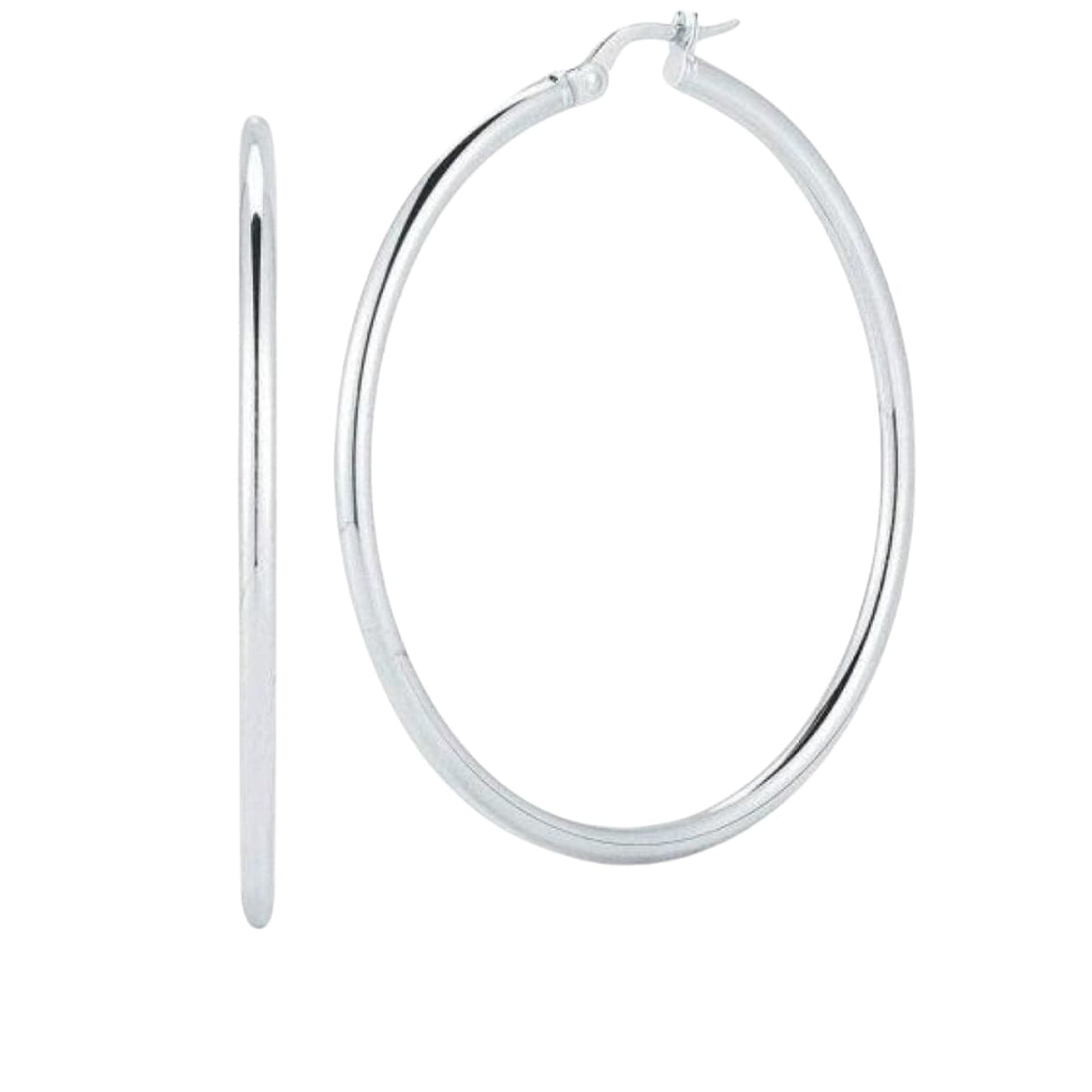 Roberto Coin Jewelry - Designer Gold 18K White Gold Large Hoop Earrings | Manfredi Jewels