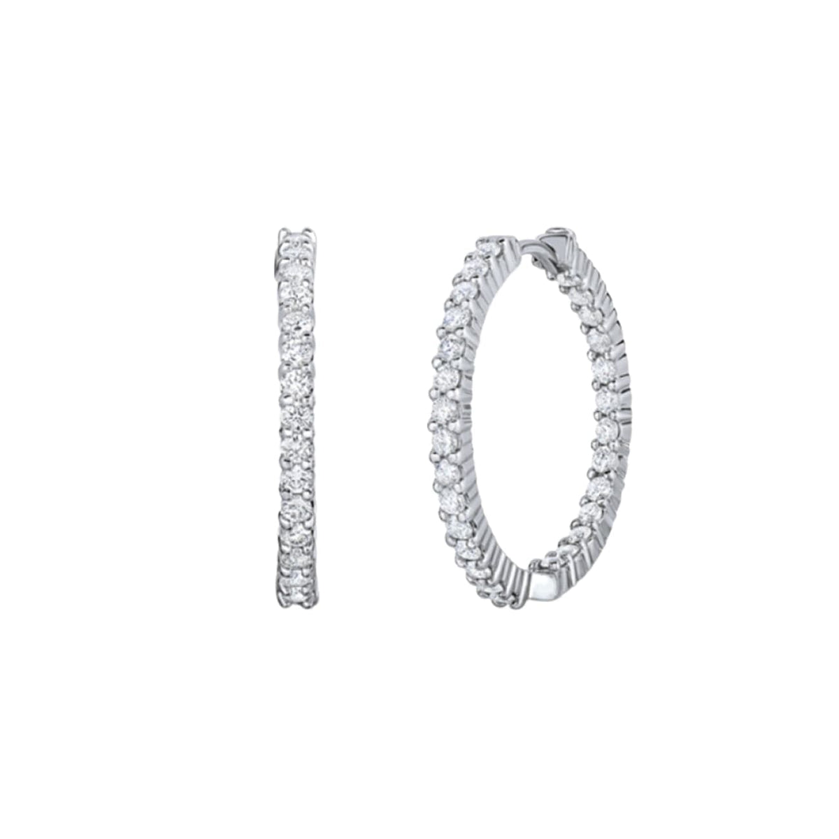 Roberto Coin Jewelry - 18K White Gold Petite Inside Outside The Perfect Diamond Hoop® Earrings | Manfredi Jewels