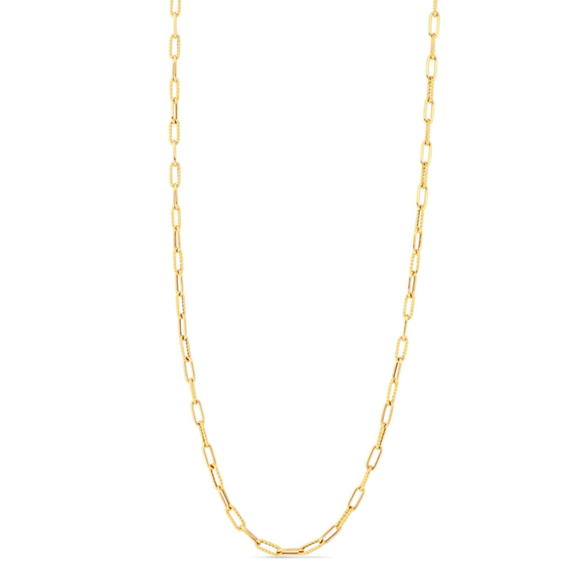 Roberto Coin Jewelry - Designer Gold 18K Yellow Gold Fine Paperclip & Round Link Chain Necklace | Manfredi Jewels