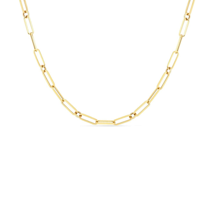 Roberto Coin Jewelry - Designer Gold 18K Yellow Gold Fine Paperclip & Round Link Chain Necklace | Manfredi Jewels