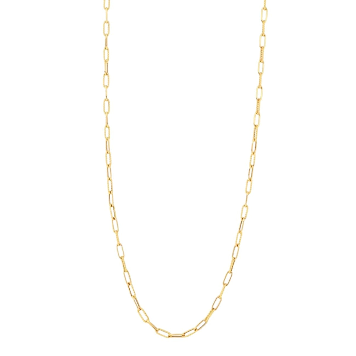 Roberto Coin Jewelry - Designer Gold 18K Yellow Gold Shiny & Fluted Paperclip Chain Necklace | Manfredi Jewels