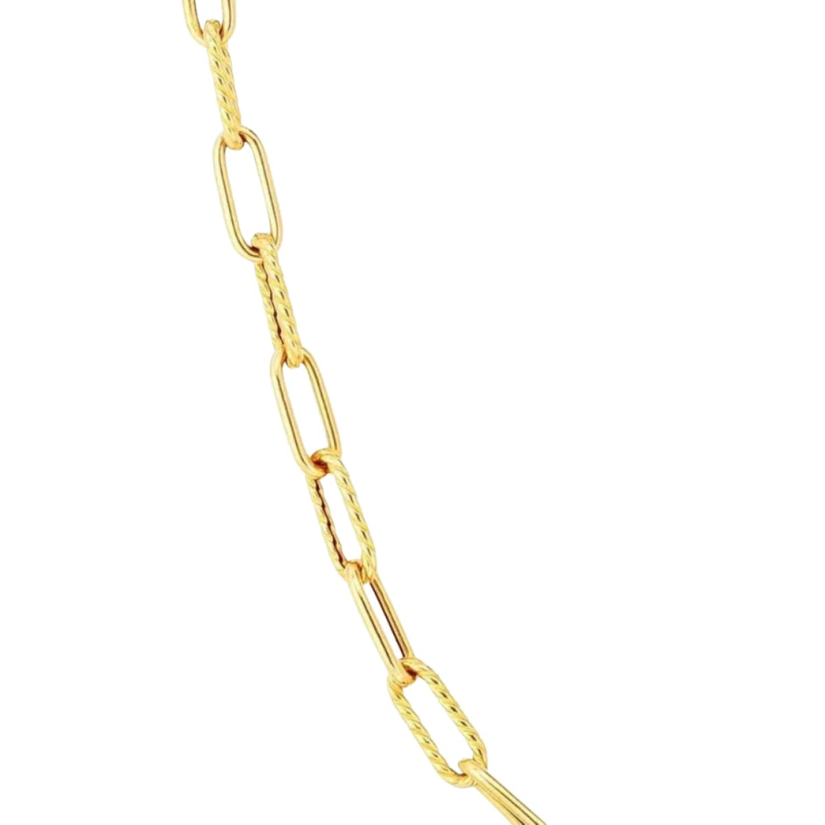 Roberto Coin Jewelry - Designer Gold 18K Yellow Gold Shiny & Fluted Paperclip Chain Necklace | Manfredi Jewels