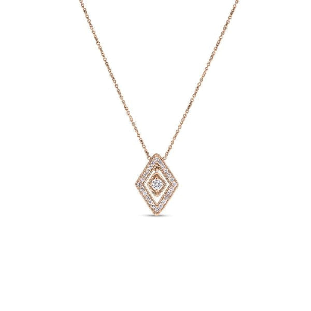 Roberto Coin Jewelry - Diamante 18K Rose Gold Small Diamond Pendant Necklace | Manfredi Jewels