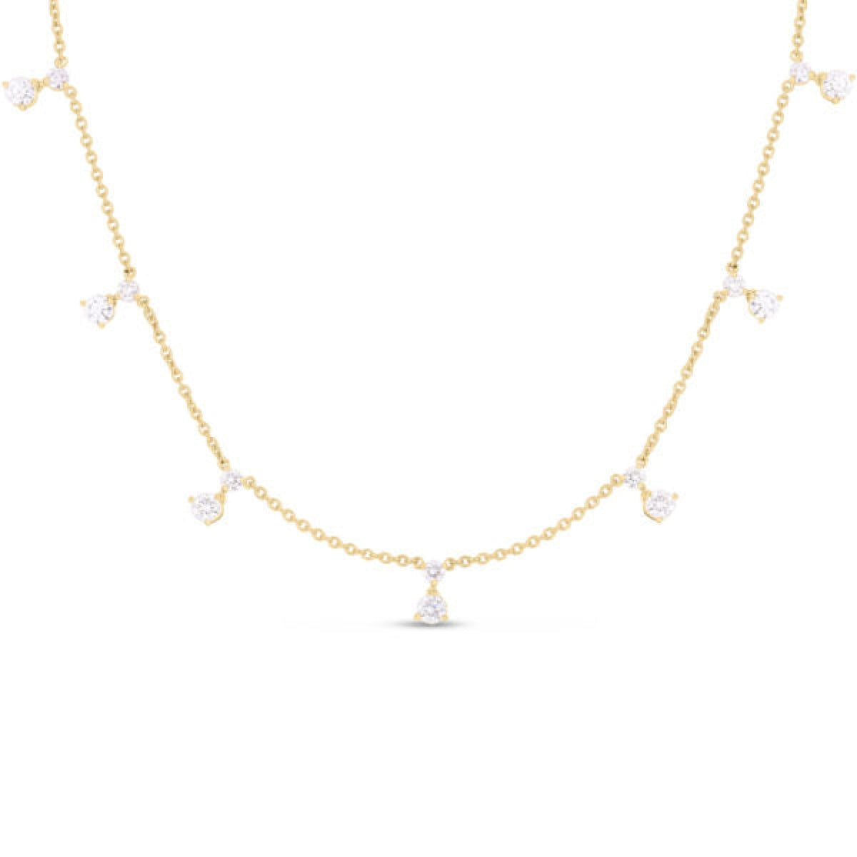 Roberto Coin Jewelry - Diamonds by the Inch 18K Yellow Gold Dangling 7 Station Diamond Necklace | Manfredi Jewels