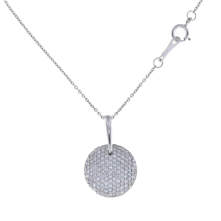 Roberto Coin Jewelry - Fantasia 18K White Gold Diamond Pavé Disc Pendant Necklace | Manfredi Jewels