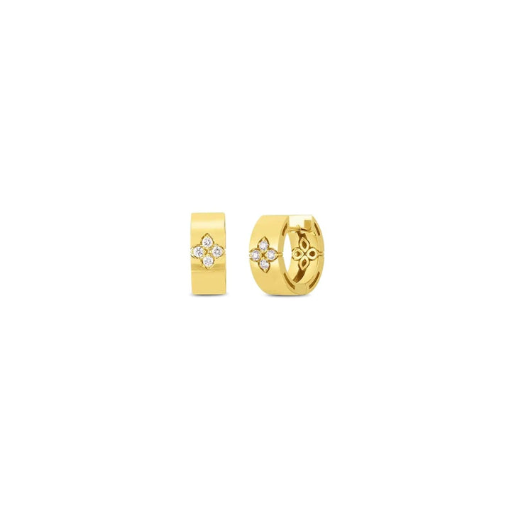 Roberto Coin Jewelry - Love In Verona 18K Yellow Gold Diamond Accent Small Hoop Earrings | Manfredi Jewels