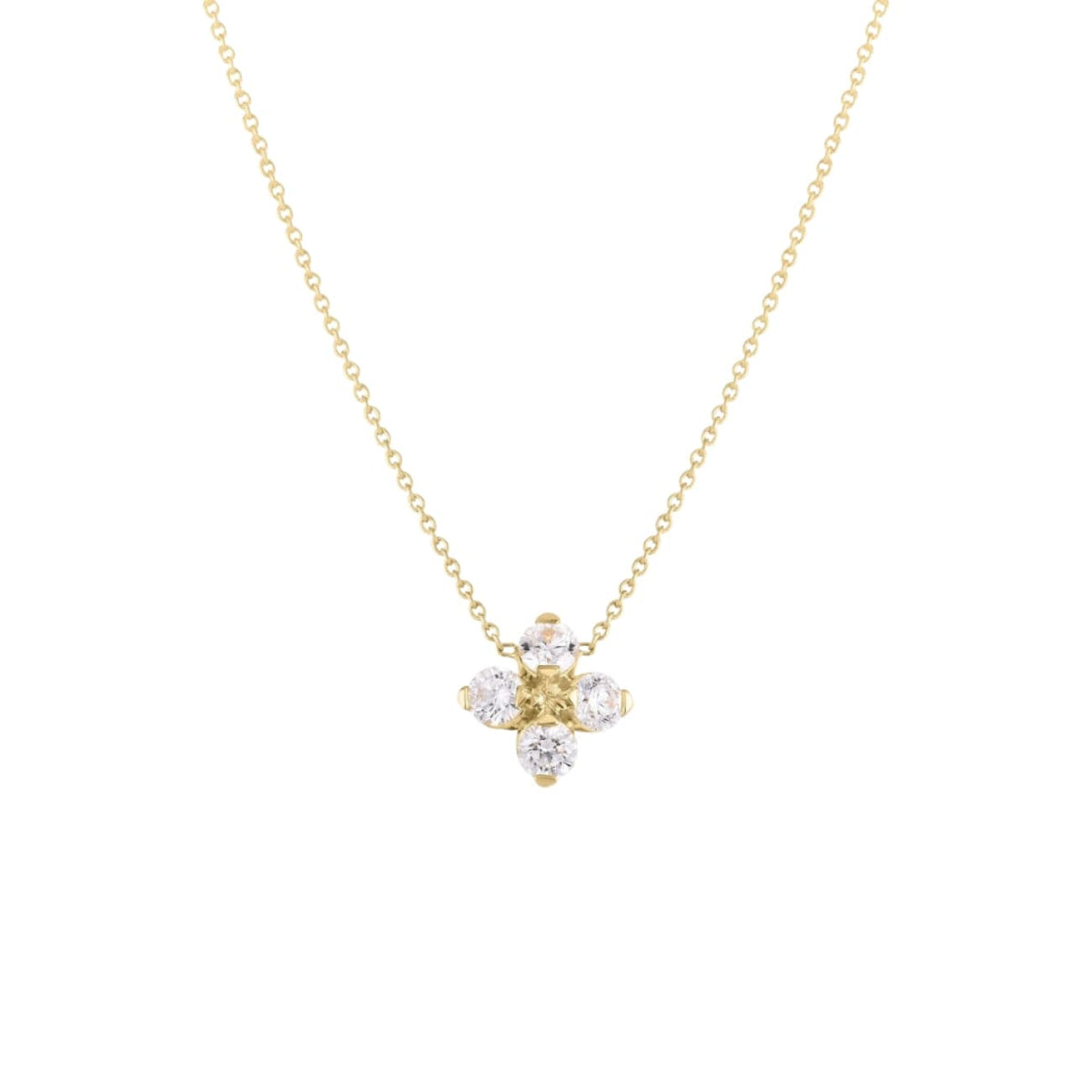 Roberto Coin Jewelry - Love In Verona 18K Yellow Gold Diamond Flower Necklace | Manfredi Jewels