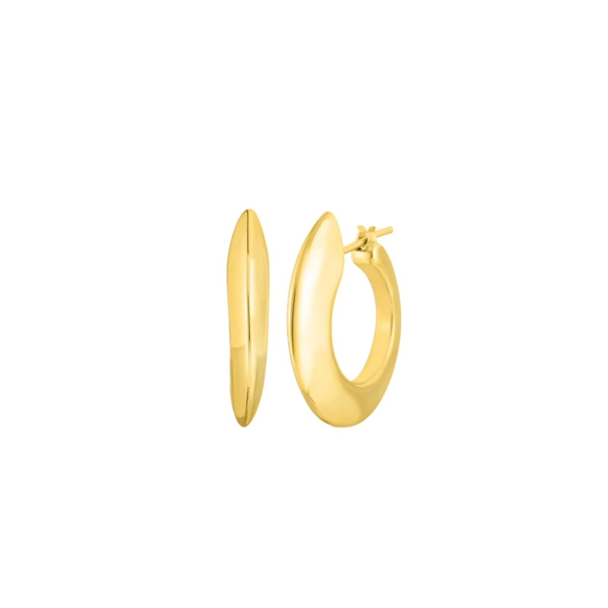 Roberto Coin Jewelry - Perfect 18K Yellow Gold Designer Gold Knife Edged Hoop Earrings | Manfredi Jewels