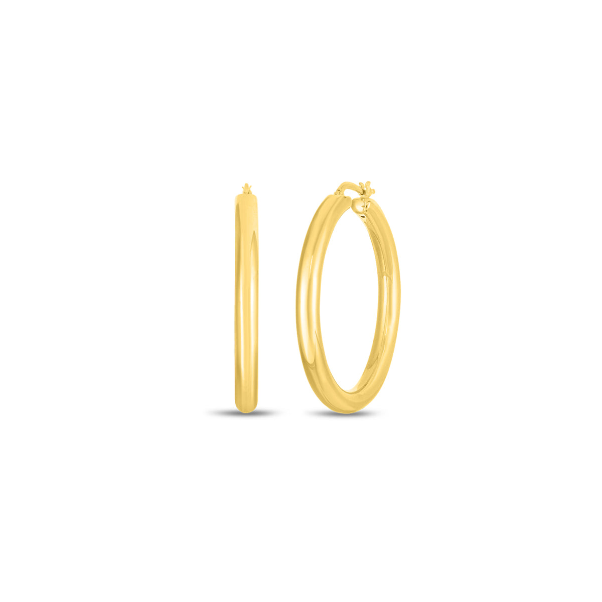 Roberto Coin Jewelry - Perfect 18K Yellow Gold Designer Gold Medium Thick Hoop Earrings | Manfredi Jewels