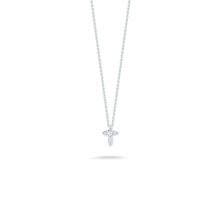 Roberto Coin Jewelry - Tiny Treasures 18K White Gold Baby Cross Diamond Necklace | Manfredi Jewels